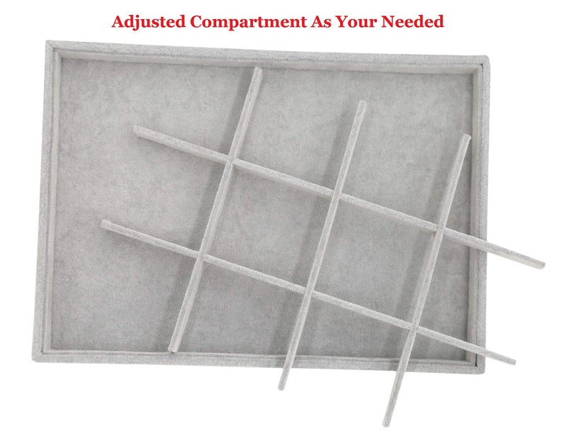Stratalife Stackable Jewelry Tray 12 Grid Velvet Jewelry Display Jewelry Organizer Bracelet Storage for Drawer Showcase Drawer Inserts(12 Grid) - Image 5